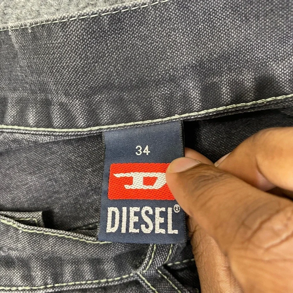 Diesel Italy Mens Pants Faded Black Reinforced Knee Utility Gorp Work Size 34